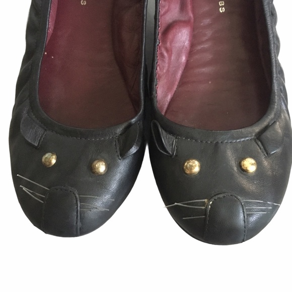 MARC JACOBS Black Leather Cat Ballet Flats 9 - Picture 8 of 13